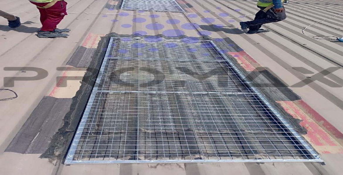 Dhl Skylight Protection Grill - metal roof waterproofing project by Promax in Dubai, UAE